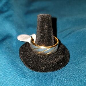 New Elegant Gold and Silver Men's  Titanium Steel Ring